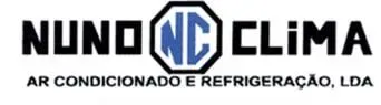 Logo of Nuno Clima, with a blue and white "NC" in a hexagon, and text "AR CONDICIONADO E REFRIGERA&Ccedil;&Atilde;O, LDA" below.