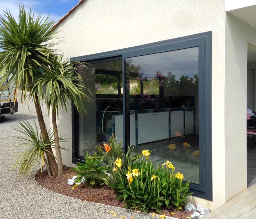Grandes fenêtres coulissantes en aluminium noir
