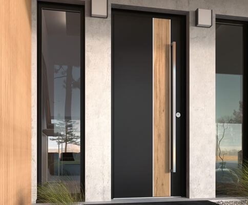 Porte d'entrée K•LINE bois et noire