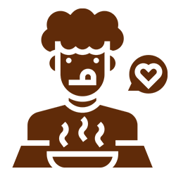 Icon Person isst etwas frisch Zubereitetes