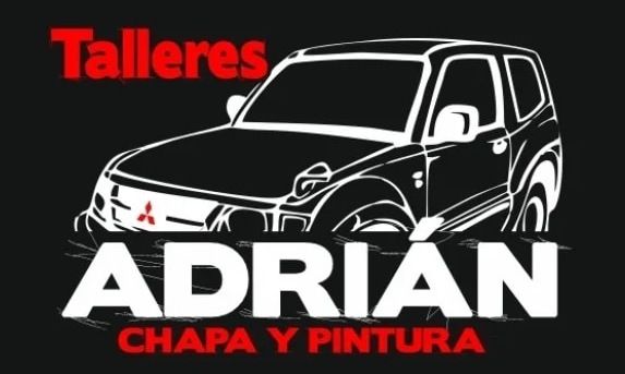 Logotipo: SUV negro con "Talleres Adri&aacute;n" y "Chapa y Pintura" en texto rojo y blanco.