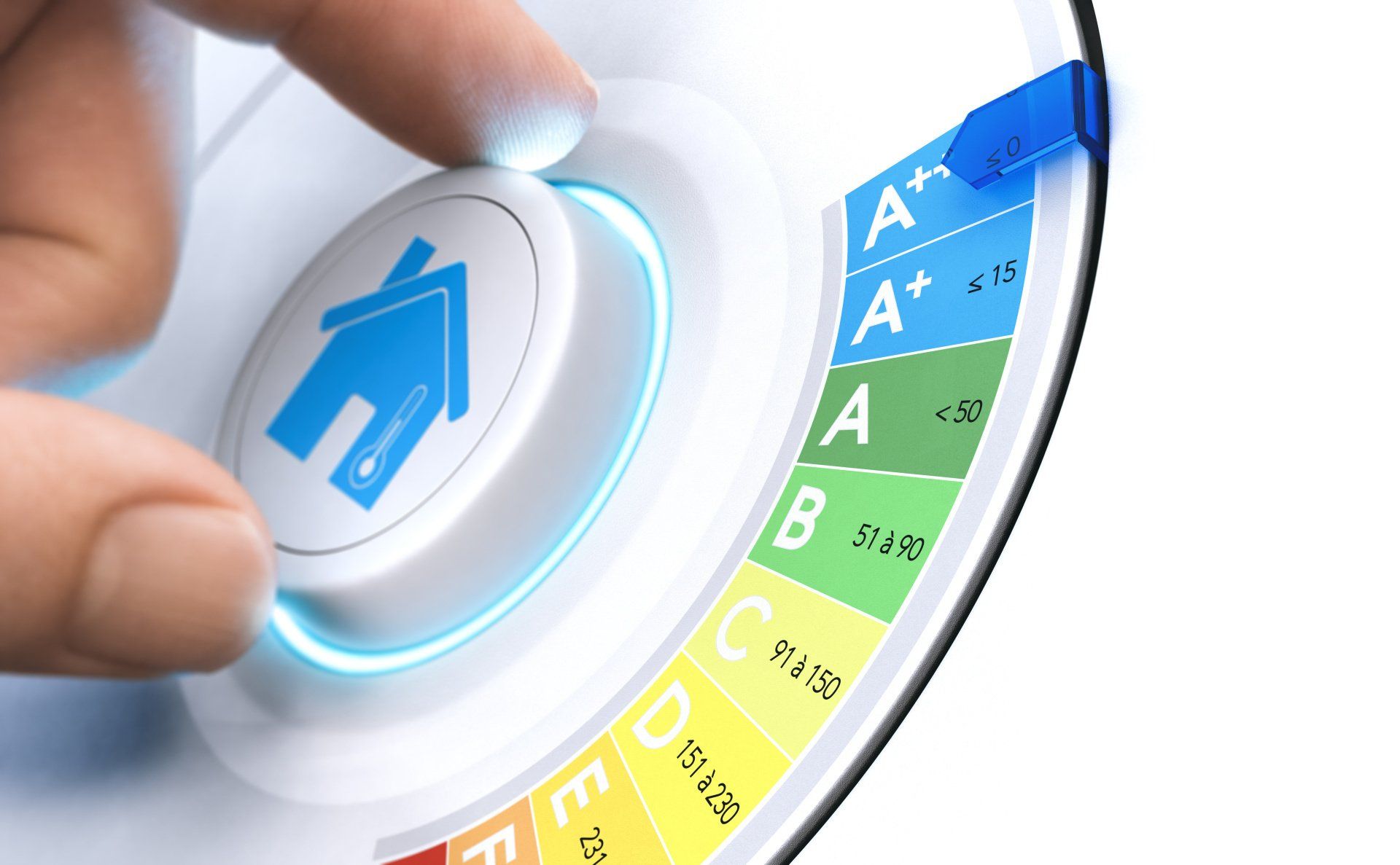 Illustration d'une maison réglée sur une consommation minimum