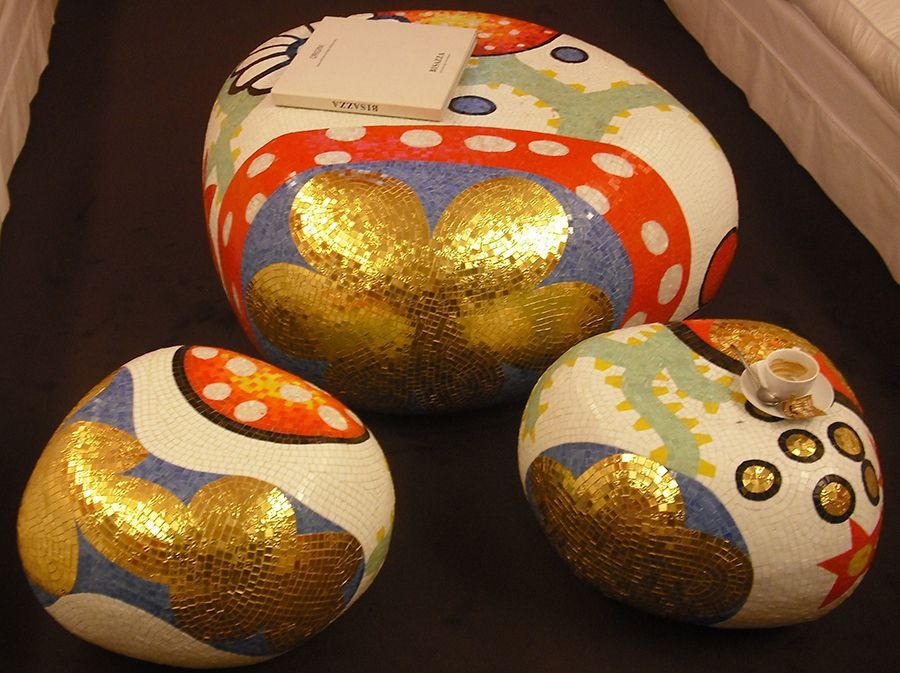 Glasmosaik Tisch Hocker