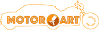 Un logotipo para arte motor muestra un automóvil y una motocicleta.