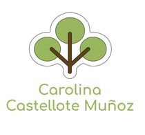 Logotipo: Diseño de árbol de tres hojas sobre el texto "Carolina Castellote Muñoz" en verde.