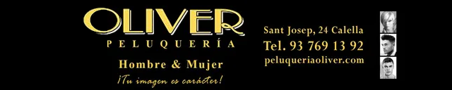 Anuncio de peluquería con una mujer y datos de contacto.