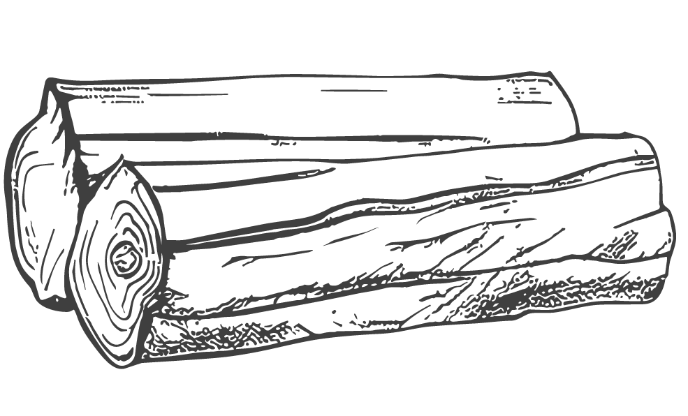 Deux bûches de bois dessinées.