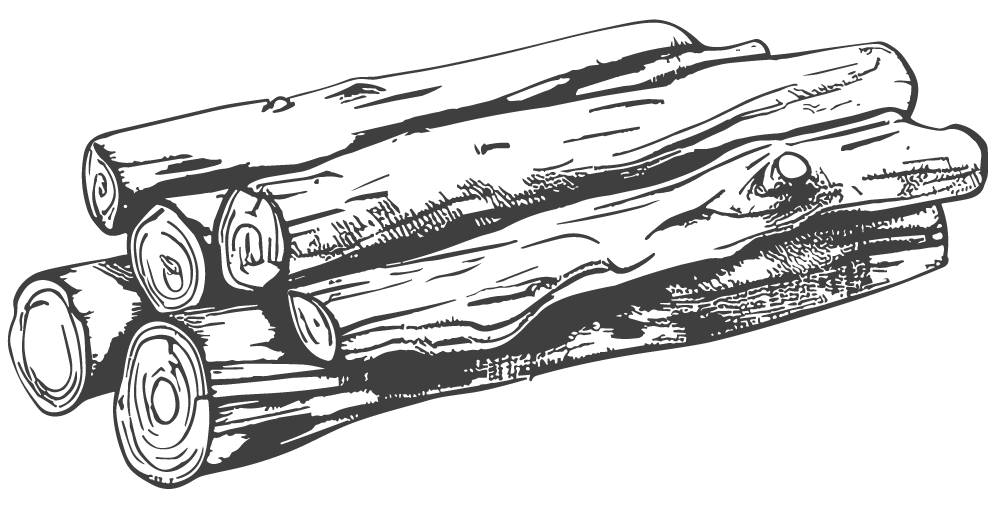 Dessin d'un petit tas de bois empilé.