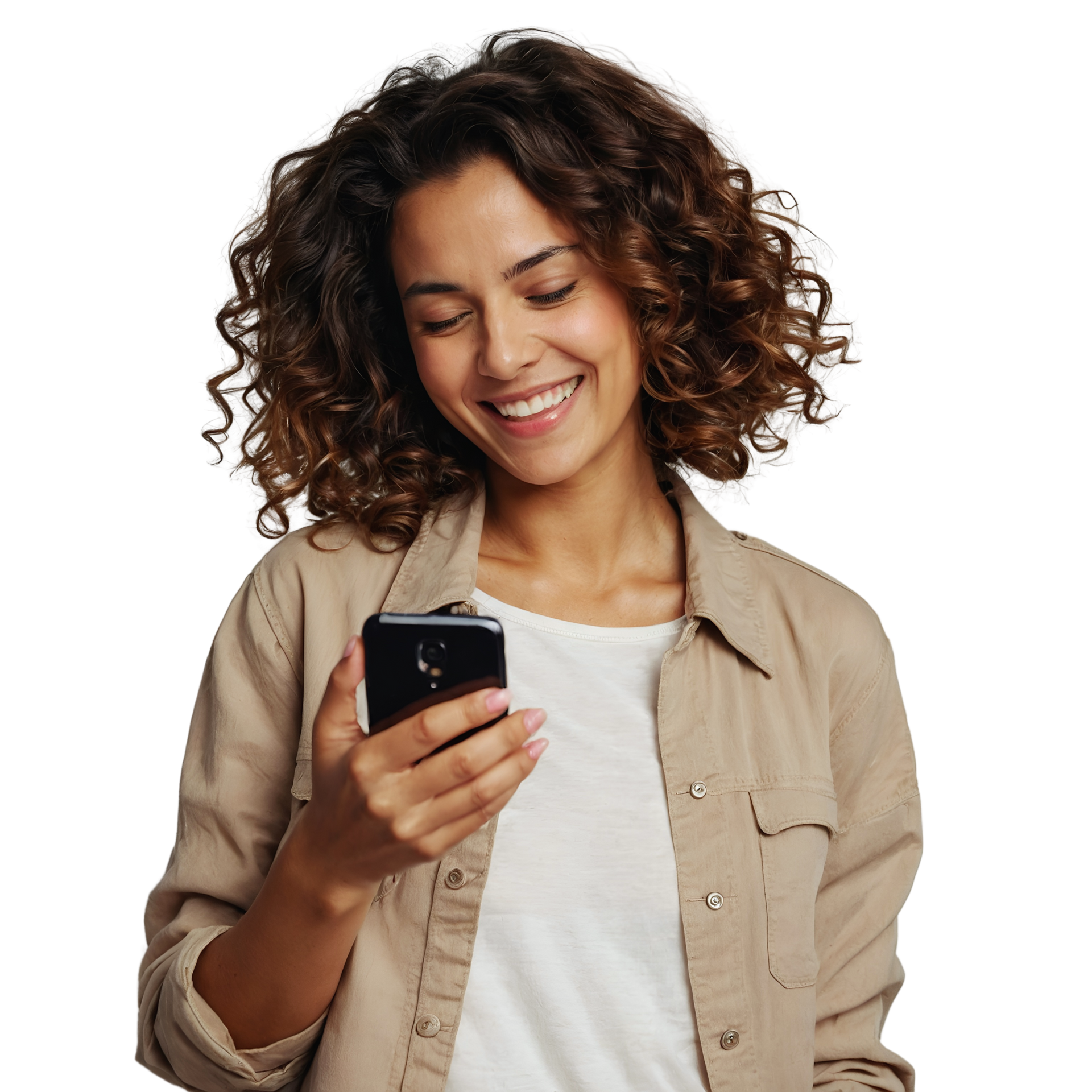 Jeune femme qui appelle avec son portable