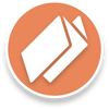 Oranger Kreis mit weißem geometrischem Logo und dezentem Schlagschatten