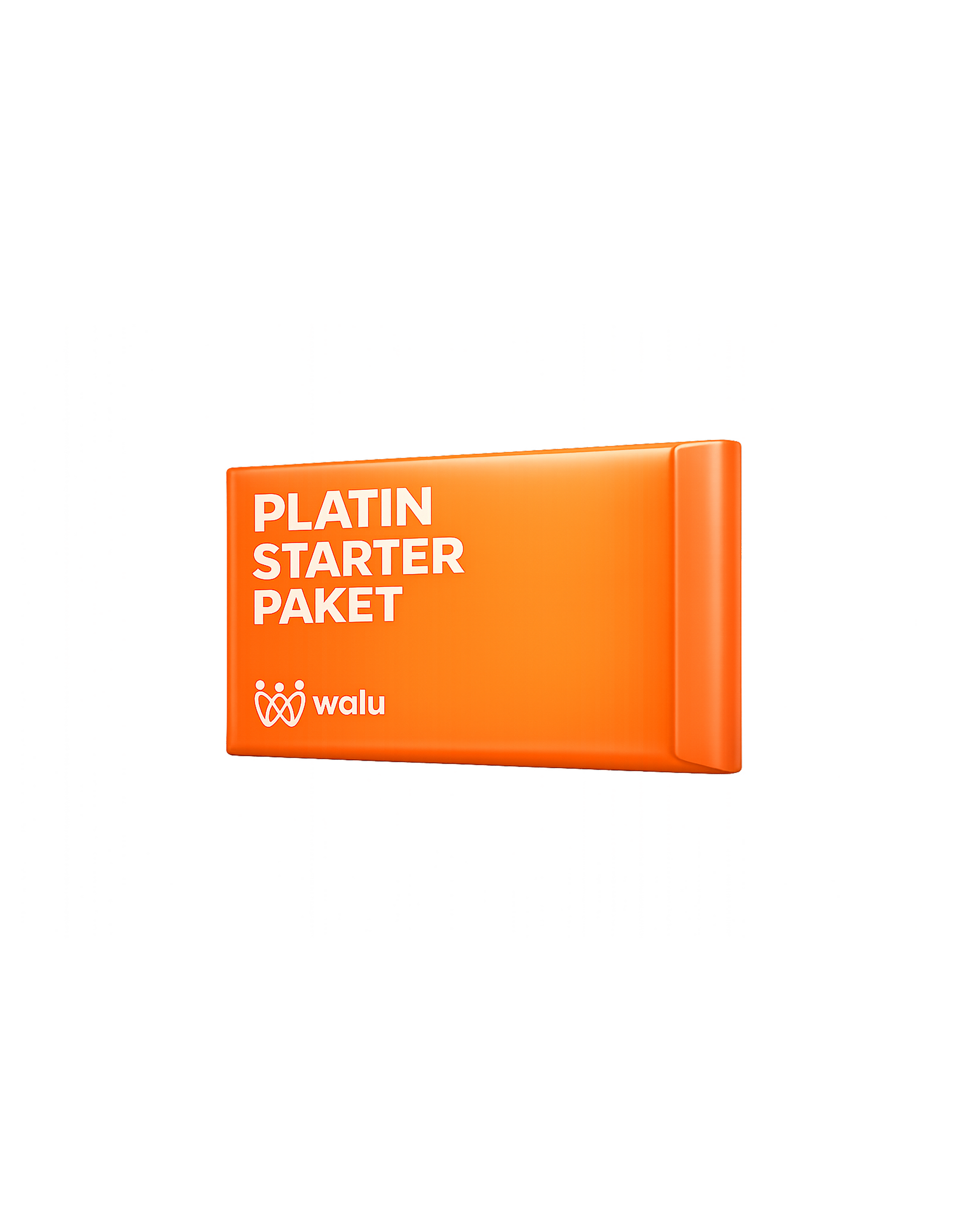 Orangefarbene „PLATIN STARTER PAKET“-Verpackung auf weißem Hintergrund mit Wela-Logo