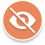 Ein orangefarbenes, durchgestrichenes Augensymbol zeigt die Einstellung für ausgeblendete Sichtbarkeit oder Privatsphäre an.