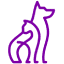 Haus-Symbol mit Hund und Katze