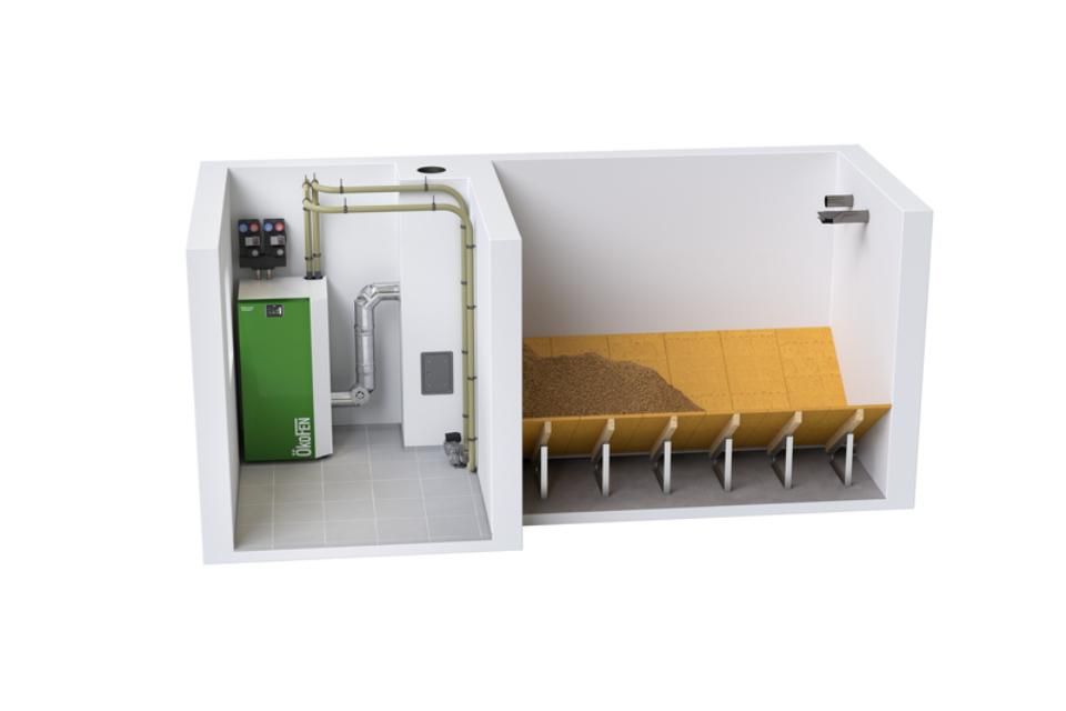 3d Plan einer Anlage mit Pellets