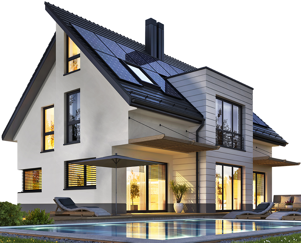 Maison avec panneaux solaires