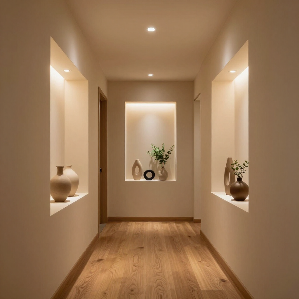 Nicho de pladur con iluminaci&oacute;n indirecta en pared