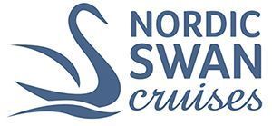 Nordic Swan Cruisesin logo: sininen joutsensiluettikuvake sinisen tekstin