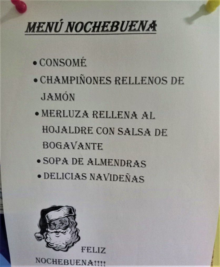 Menú nochebuena con la imagen de santa