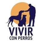 Hombre acariciando perros, silueta sobre un círculo amarillo. El texto dice 