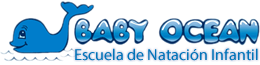 Logotipo de ballena azul con el texto &ldquo;Baby Ocean&rdquo; y el eslogan &ldquo;Escuela Infantil de Ingl&eacute;s&rdquo;
