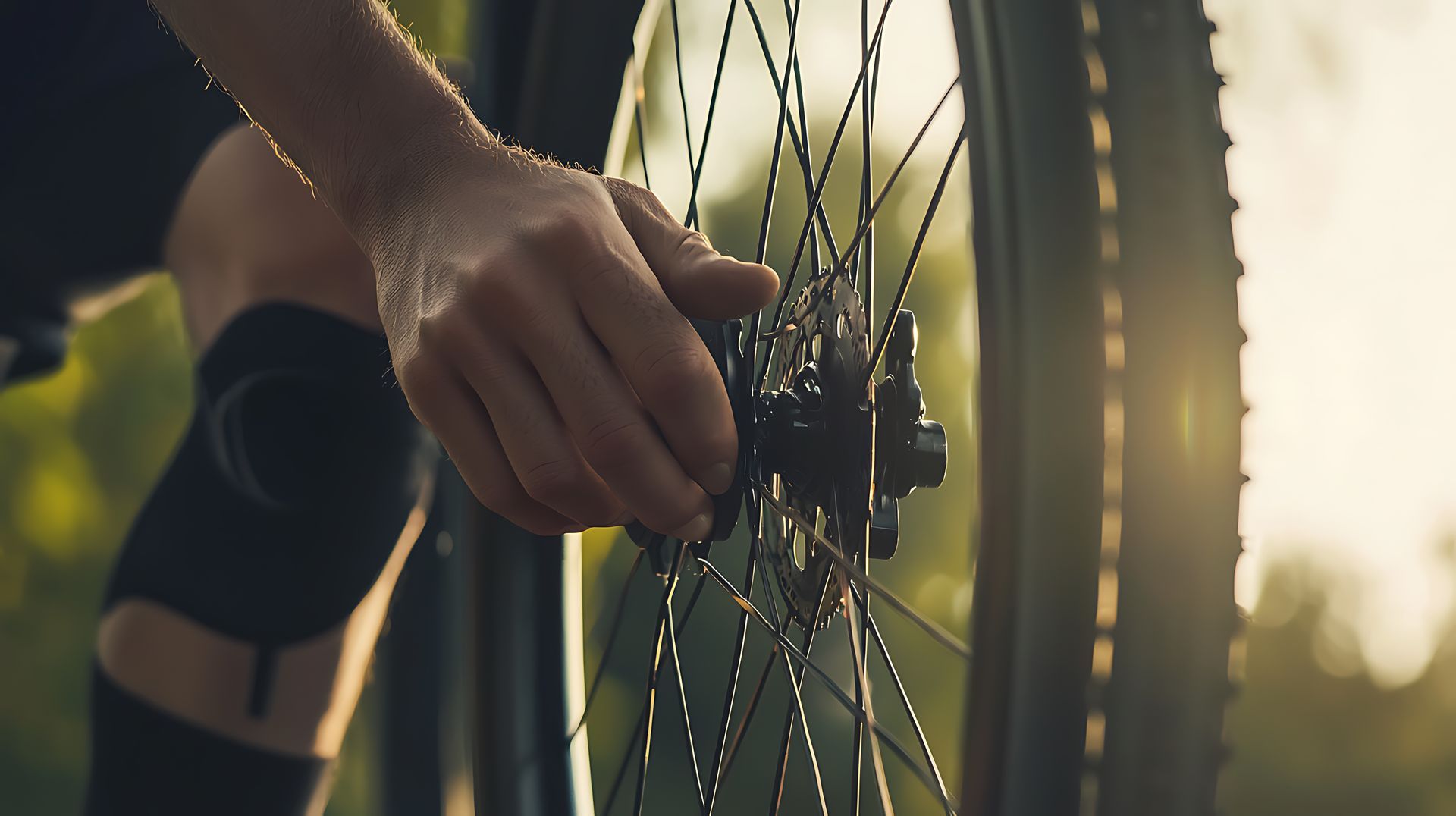 Sportif réglant les vitesses d’un vélo