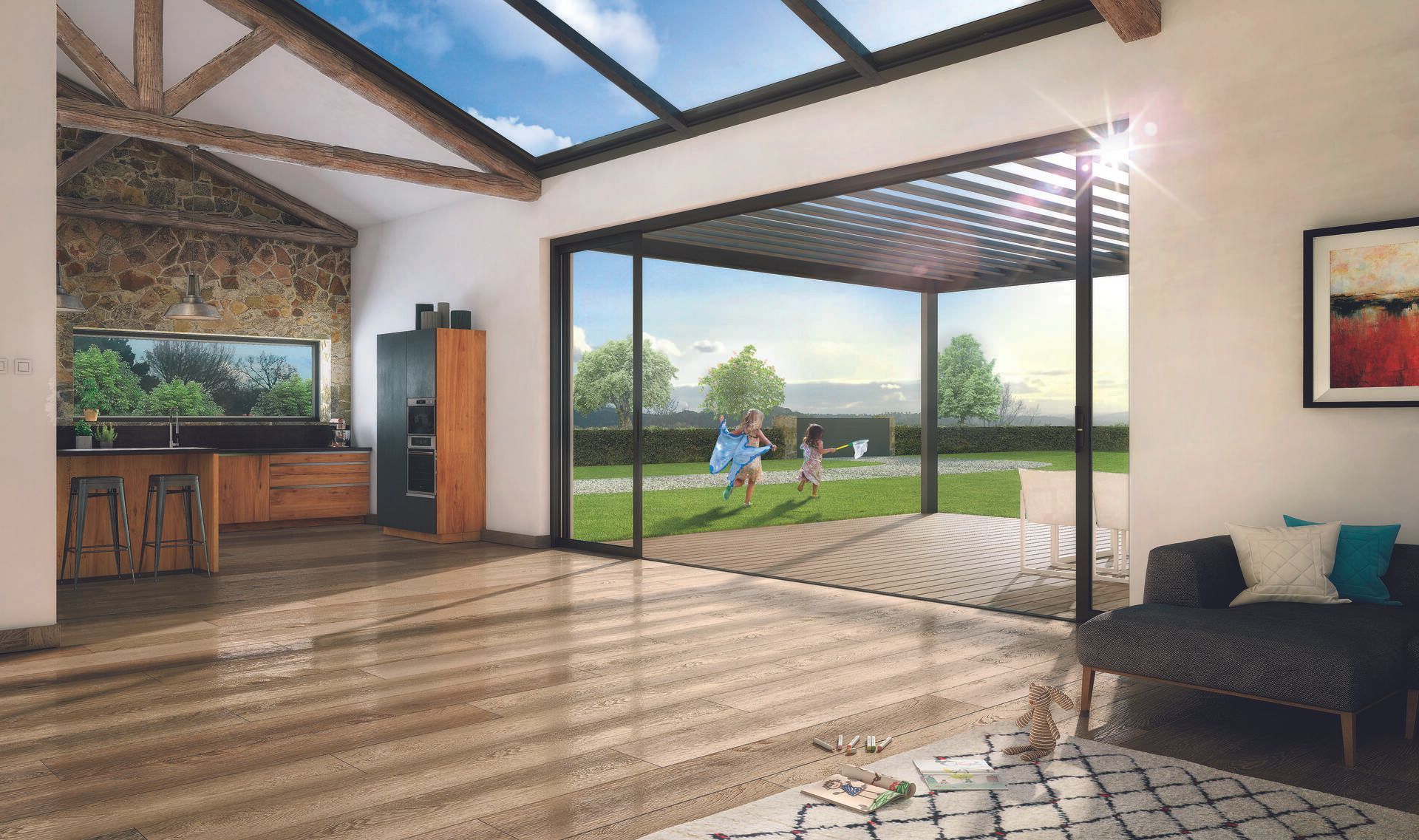 Pergola vue depuis le séjour