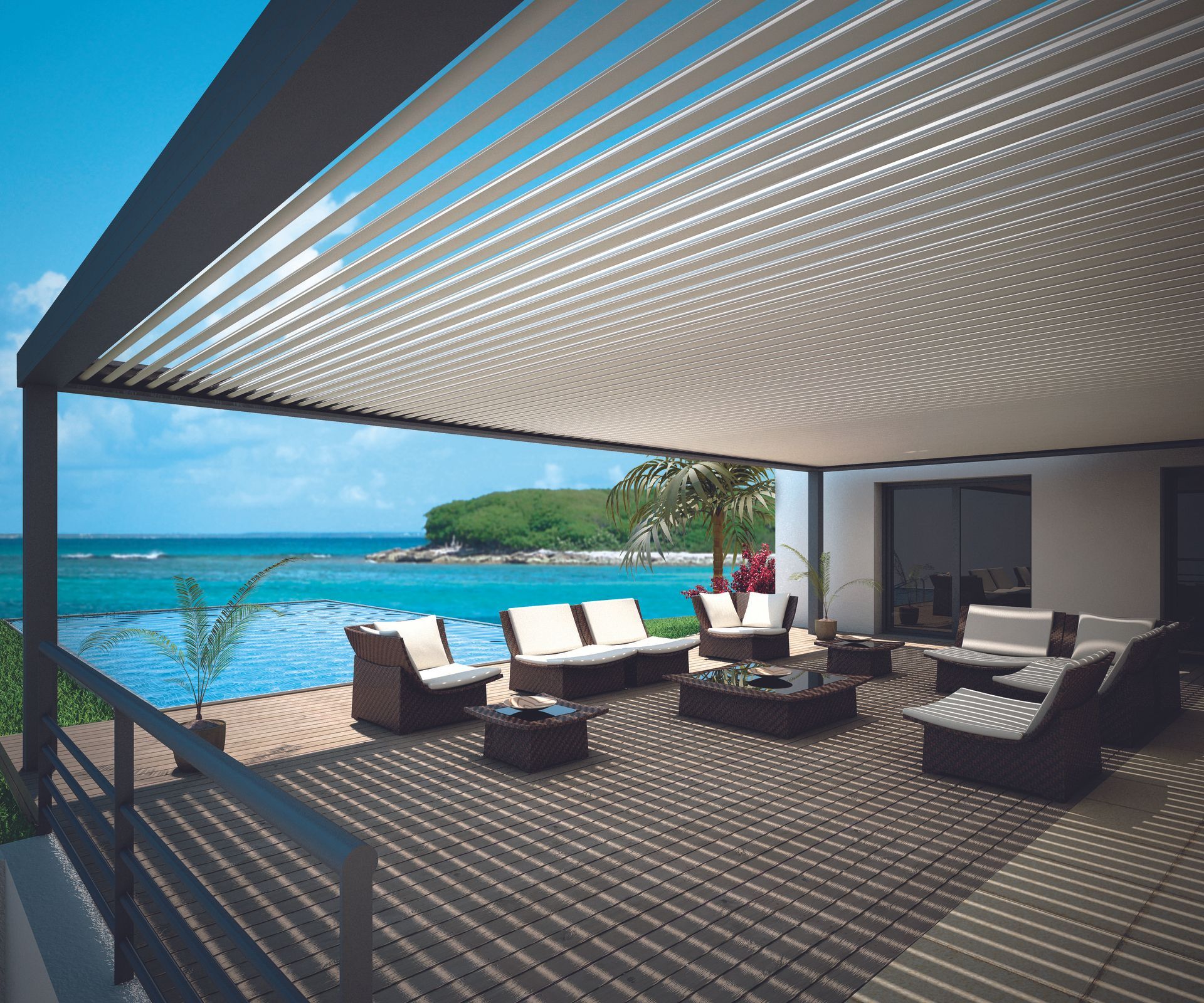 Pergola donnant sur le bord de mer