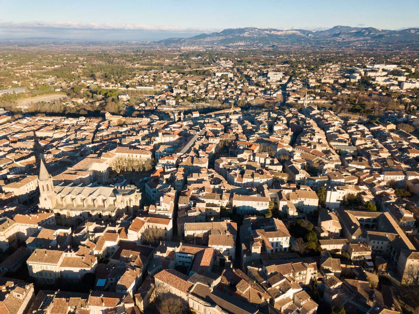 Vue aérienne de la ville de Carpentras