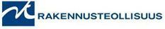 Rakennusteollisuus-logo, jossa on sininen tunnus ja musta teksti valkoisella taustalla