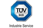 TÜV SÜD Industrie Service Logo in Blau und Weiss mit folgendem Text