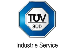 TÜV SÜD Industrie Service Logo in Blau und Weiss mit folgendem Text