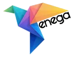 Logotipo de p&aacute;jaro colorido y geom&eacute;trico para Enega.