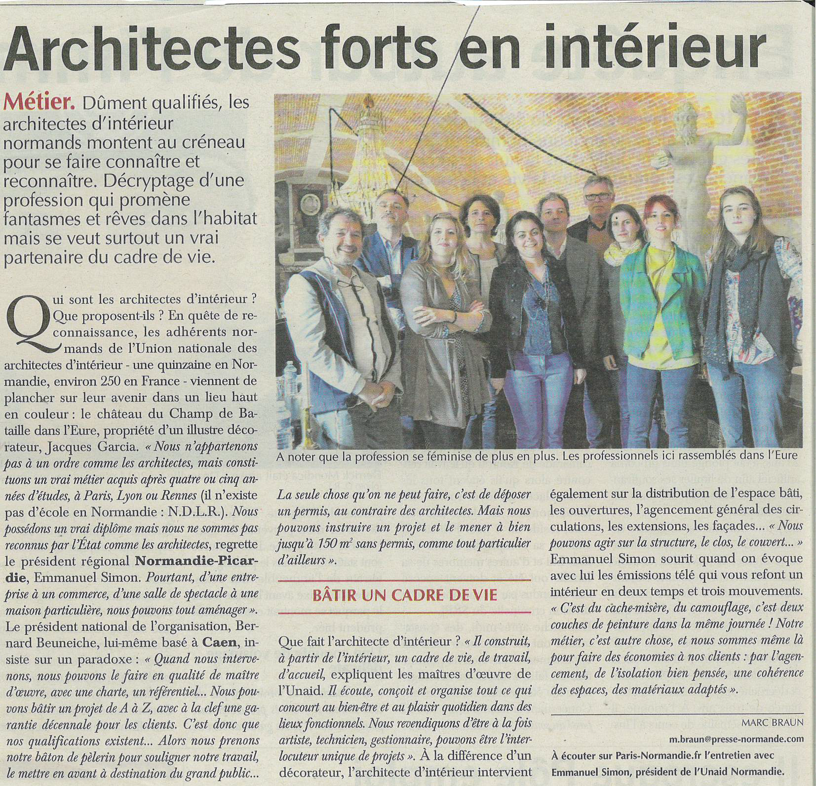 Article de presse sur le métier d'architecte d'intérieur.