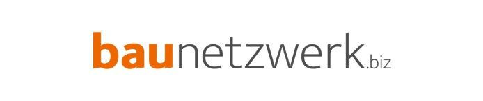 Logo von baunetzwerk.biz mit orangefarbenem Schriftzug bau und grauem Schriftzug netzwerk.biz auf weißem Hintergrund
