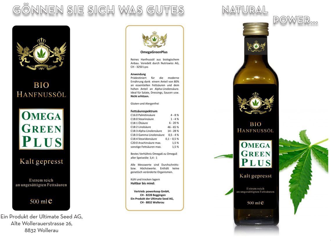 Speiseöl mit viel Omega - Ultimate Seed AG in Wollerau
