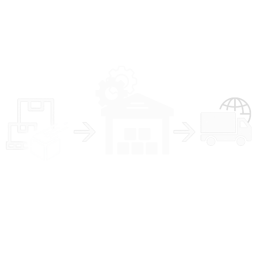 Grafische Darstellung des Fulfillment-Prozesses: Produkte anliefern, Lager und Verarbeitung, Versand an den Kunden, symbolisiert die Themen des Blogs rund um E-Commerce und Logistik.