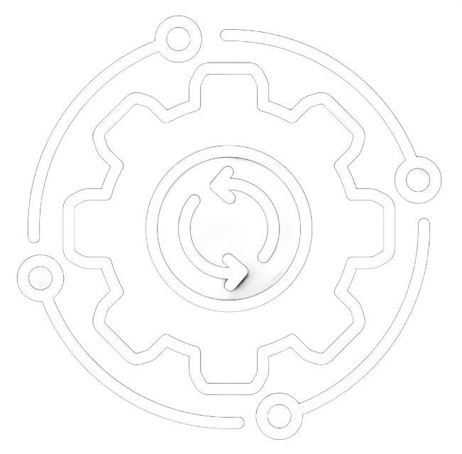 Un engrenage avec une flèche circulaire à l'intérieur.