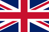 Bandera británica con cruces diagonales y horizontales rojas, blancas y azules.