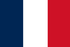 Bandera francesa con franjas verticales azules, blancas y rojas.