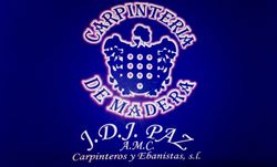 Logotipo de Jdj Paz Carpenters and Ebanistas SL sobre fondo azul