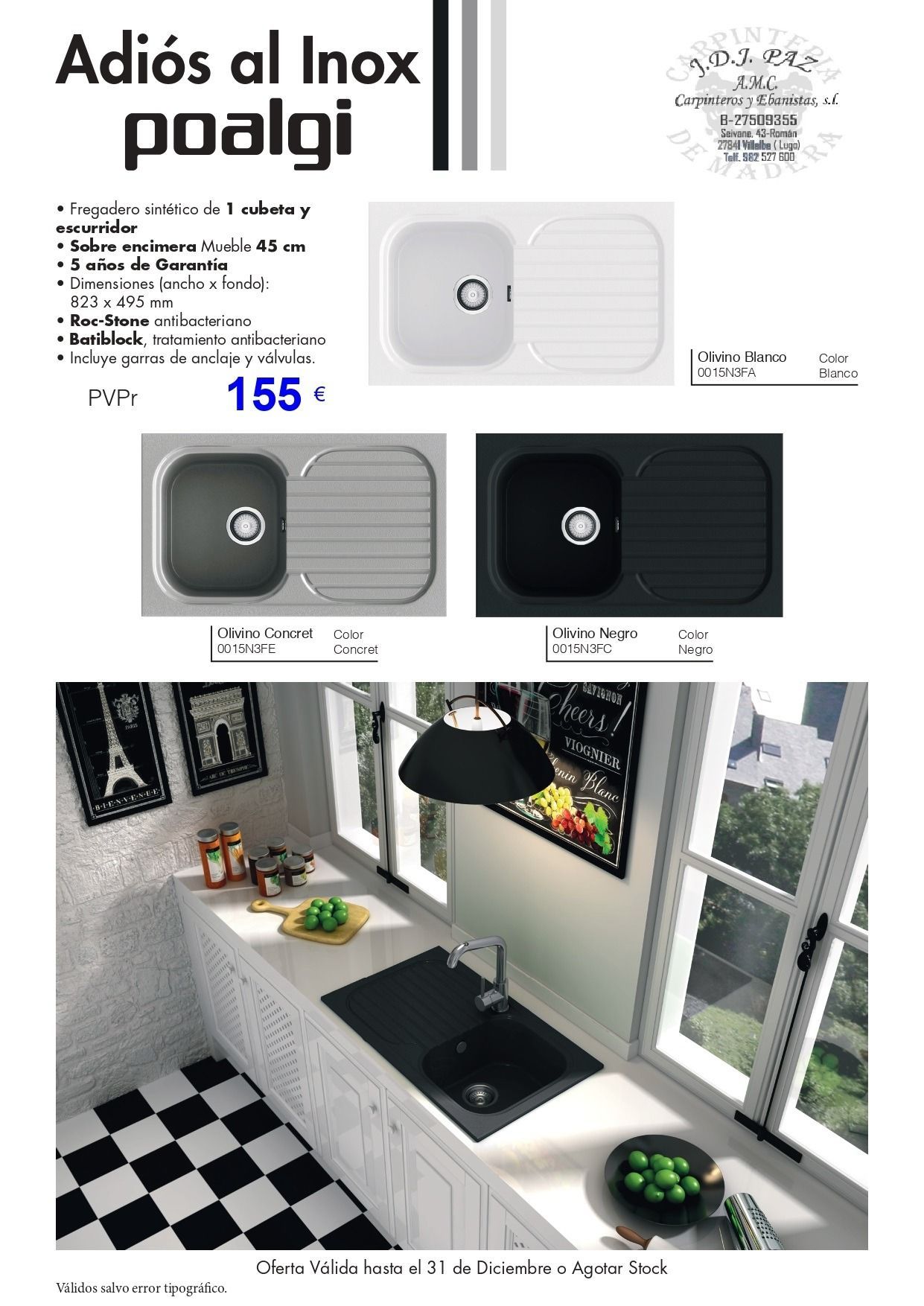 Un fregadero de cocina está colocado encima de una encimera al lado de una ventana.