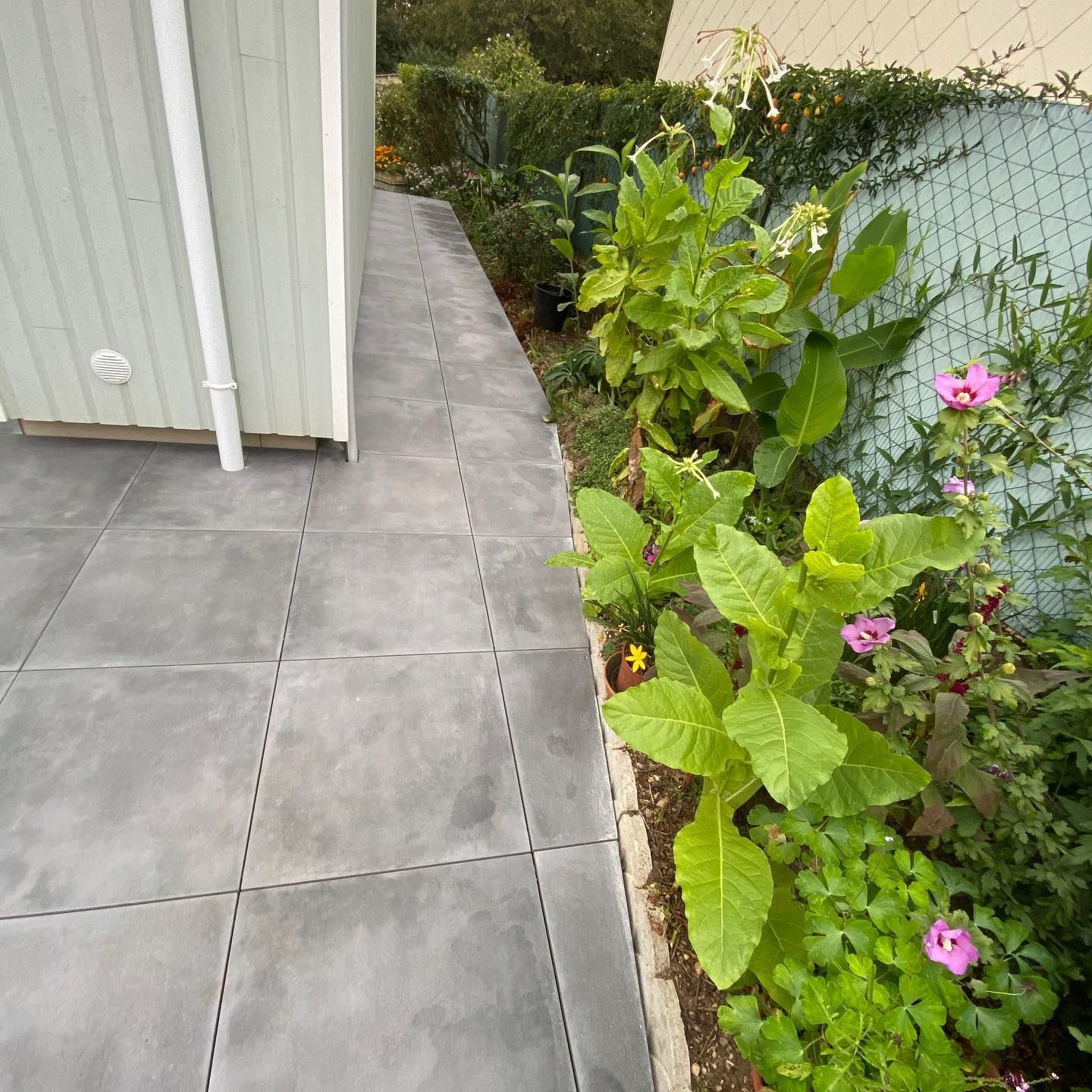 Dalle en béton faisant le tour d'une habitation