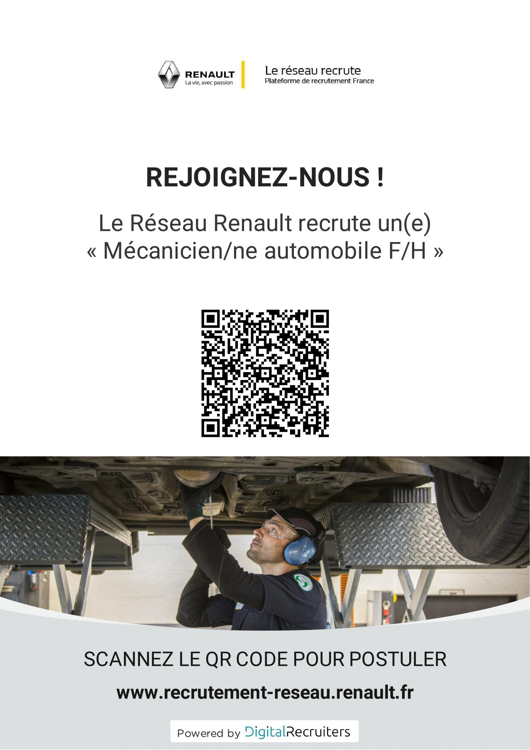 annonce de recrutement pour un  mécanicien/ne automobile