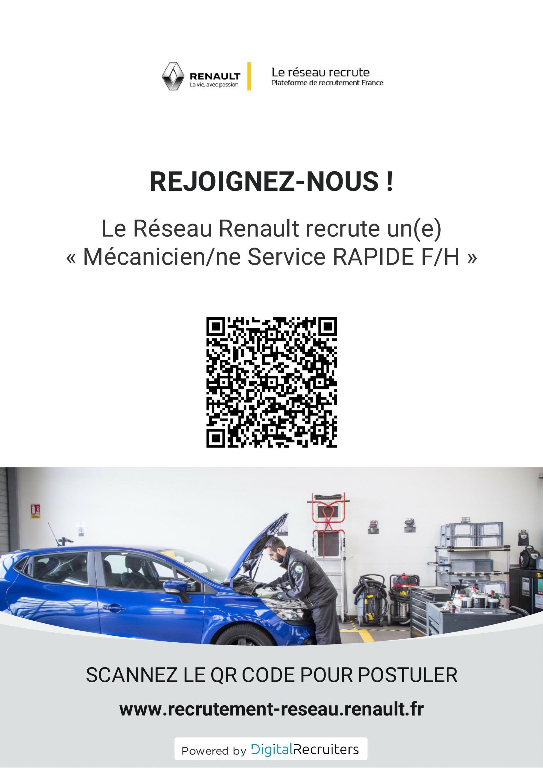annonce de recrutement pour un(e) mécanicien/ne service rapide