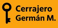 Un logo para cerrajero german m. con una llave sobre fondo amarillo.