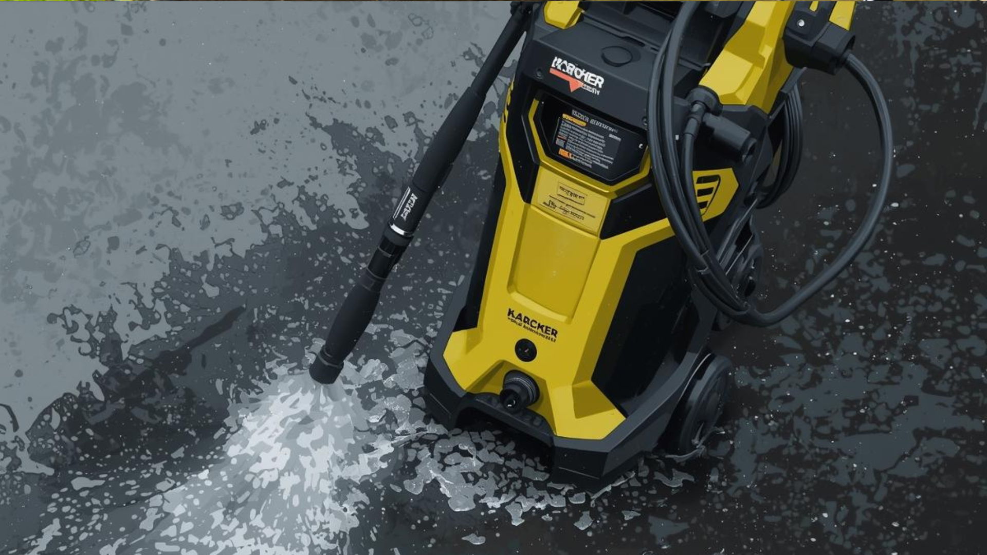 Une personne nettoie à haute pression un toit en tuiles rouges à côté d'une cheminée en briques et d'un puits de lumière.