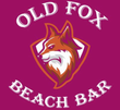 Logotipo del Old Fox Beach Bar con una cabeza de zorro sobre fondo magenta.