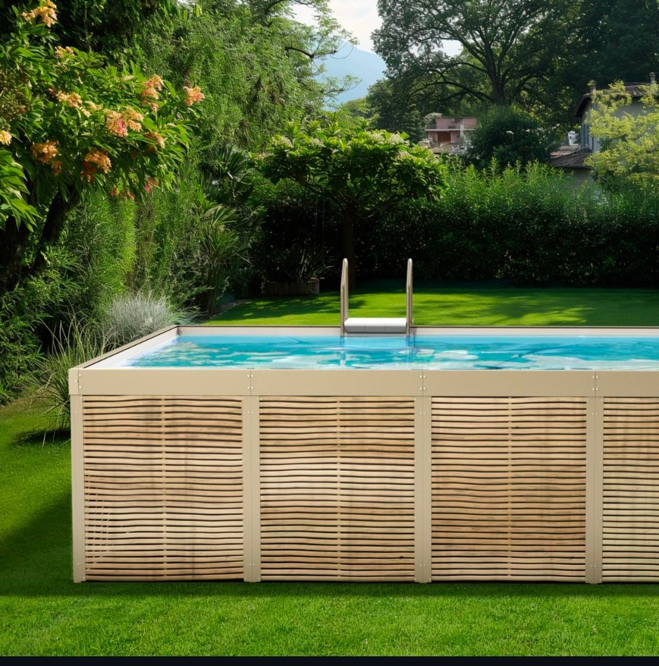 Piscine hors sol effet boisé