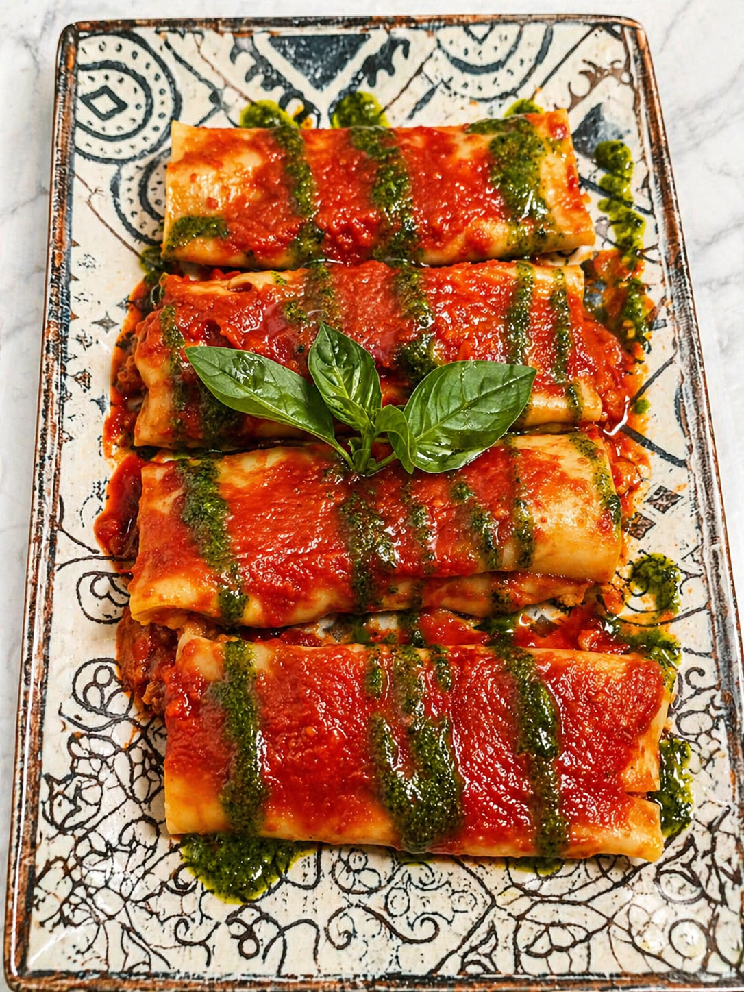 Canelones en salsa.