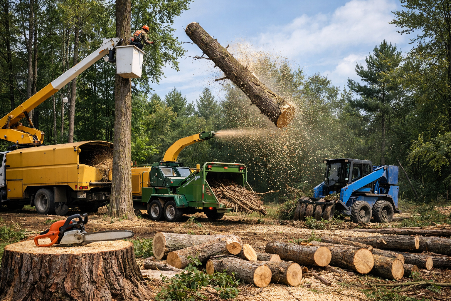 Un taille-haie repose sur une haie de jardin soigneusement taillée, avec une brouette.